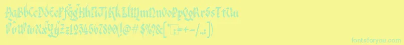 フォントVeronaGothicFlourishe – 黄色い背景に緑の文字