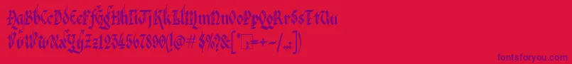 Fonte VeronaGothicFlourishe – fontes roxas em um fundo vermelho