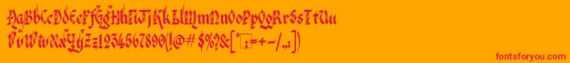 VeronaGothicFlourishe Font – Red Fonts on Orange Background