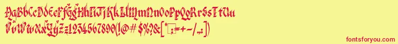 VeronaGothicFlourishe Font – Red Fonts on Yellow Background