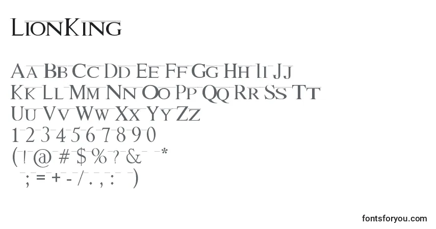 Fuente LionKing - alfabeto, números, caracteres especiales