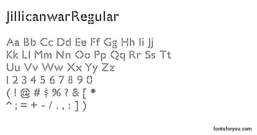 Шрифт JillicanwarRegular – алфавит, цифры, специальные символы