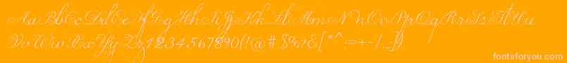 Loopi-Schriftart – Rosa Schriften auf orangefarbenem Hintergrund