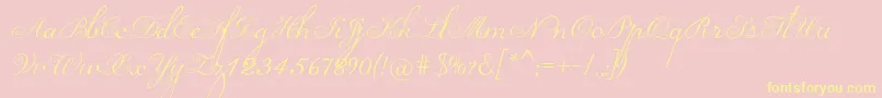 Loopi-Schriftart – Gelbe Schriften auf rosa Hintergrund
