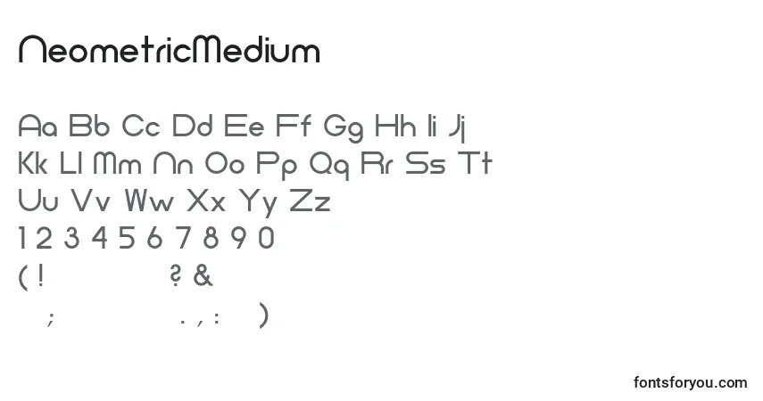 Czcionka NeometricMedium – alfabet, cyfry, specjalne znaki