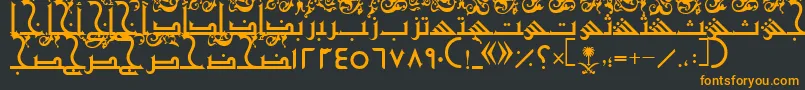 フォントAymShurooq21 – 黒い背景にオレンジの文字