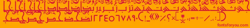 AymShurooq21-fontti – punaiset fontit oranssilla taustalla