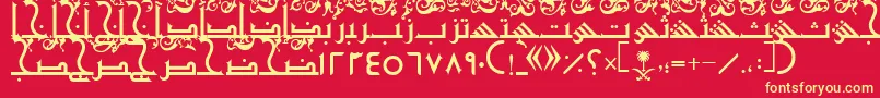 Шрифт AymShurooq21 – жёлтые шрифты на красном фоне