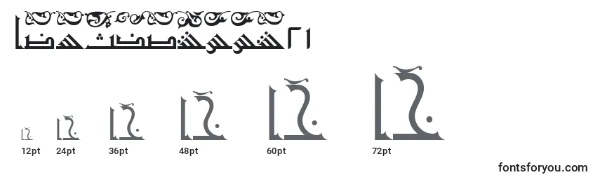 Размеры шрифта AymShurooq21