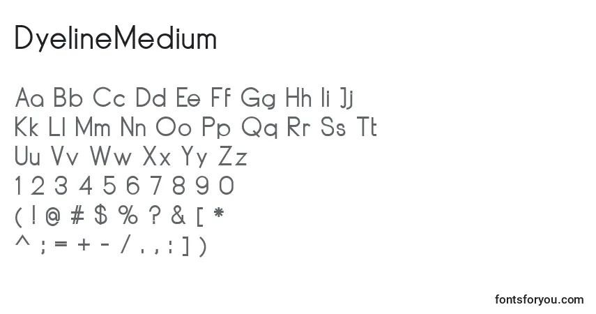 Police DyelineMedium - Alphabet, Chiffres, Caractères Spéciaux