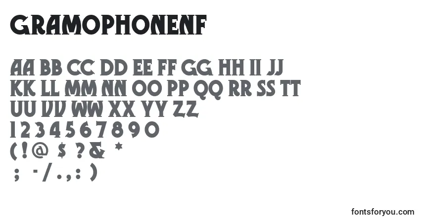 Schriftart Gramophonenf – Alphabet, Zahlen, spezielle Symbole