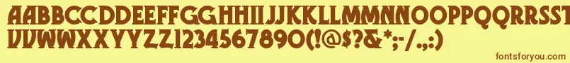 フォントGramophonenf – 茶色の文字が黄色の背景にあります。