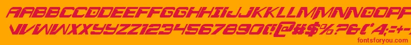 Interdictioncondital-Schriftart – Rote Schriften auf orangefarbenem Hintergrund