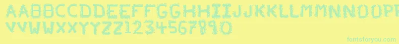 Czcionka PfVeryverybadfont20 – zielone czcionki na żółtym tle