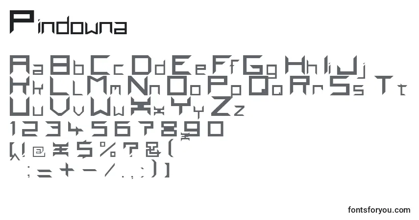 Fuente Pindowna - alfabeto, números, caracteres especiales