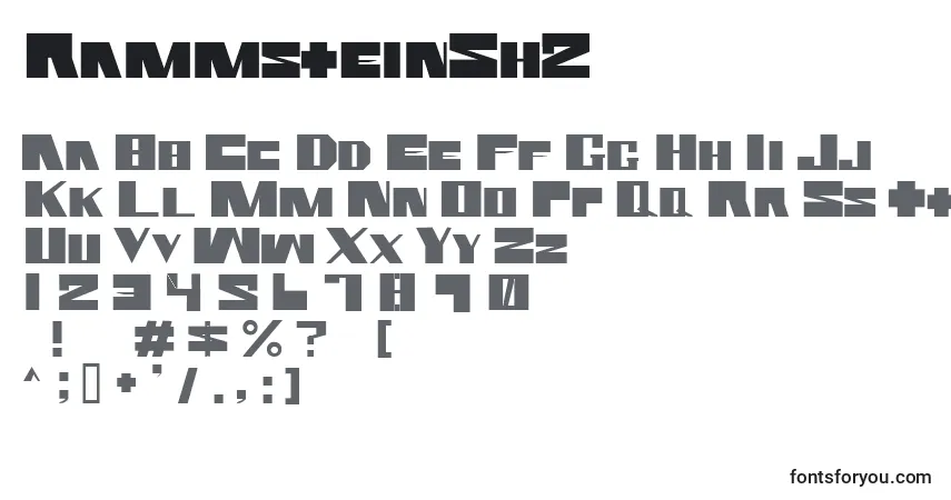A fonte RammsteinSh2 – alfabeto, números, caracteres especiais