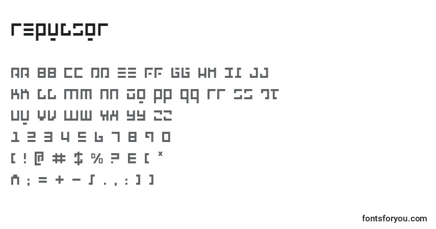 Fuente Repulsor - alfabeto, números, caracteres especiales