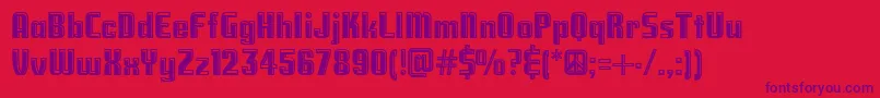NationalDebtHilite-Schriftart – Violette Schriften auf rotem Hintergrund