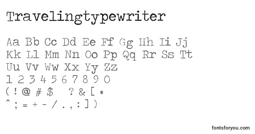 A fonte Travelingtypewriter – alfabeto, números, caracteres especiais