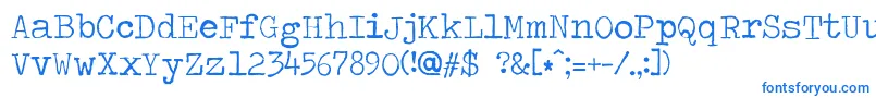 フォントTravelingtypewriter – 白い背景に青い文字