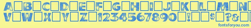 フォントStarburst – 青い文字が黄色の背景にあります。