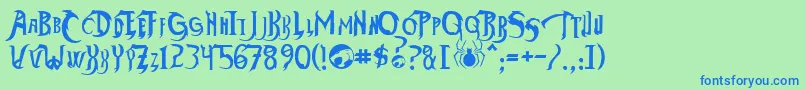 フォントThundercatsHo – 青い文字は緑の背景です。