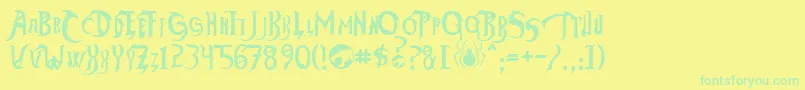 ThundercatsHo-Schriftart – Grüne Schriften auf gelbem Hintergrund
