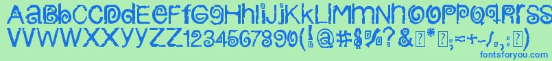 フォントColumbiaStroke – 青い文字は緑の背景です。
