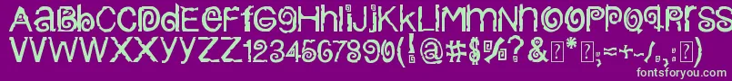 フォントColumbiaStroke – 紫の背景に緑のフォント