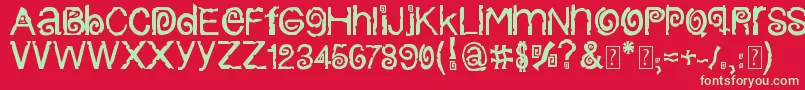 フォントColumbiaStroke – 赤い背景に緑の文字