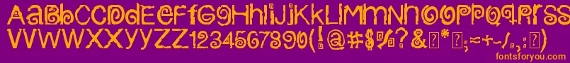 ColumbiaStroke-Schriftart – Orangefarbene Schriften auf violettem Hintergrund