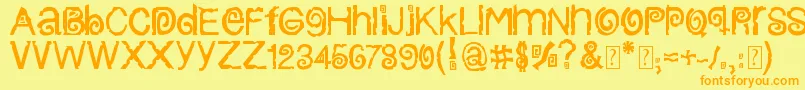 フォントColumbiaStroke – オレンジの文字が黄色の背景にあります。