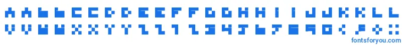 BdTinyfont-Schriftart – Blaue Schriften auf weißem Hintergrund