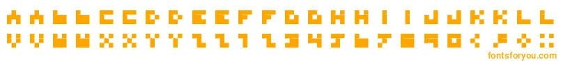 BdTinyfont-Schriftart – Orangefarbene Schriften auf weißem Hintergrund
