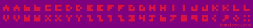 BdTinyfont-fontti – punaiset fontit violetilla taustalla