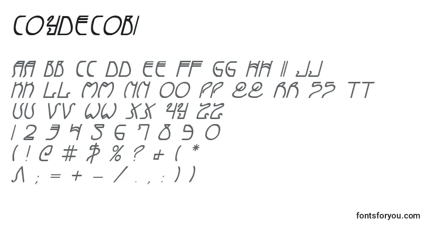 Czcionka Coydecobi – alfabet, cyfry, specjalne znaki