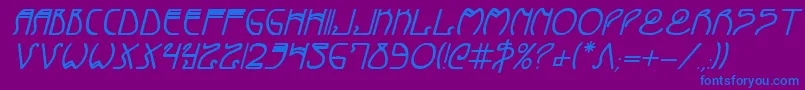 Coydecobi-Schriftart – Blaue Schriften auf violettem Hintergrund