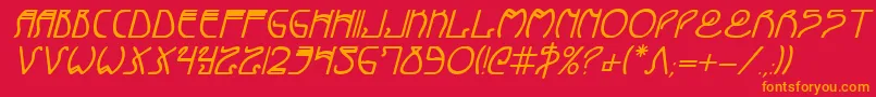 フォントCoydecobi – 赤い背景にオレンジの文字