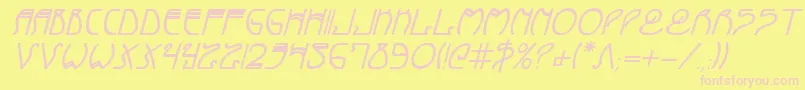 Coydecobi-Schriftart – Rosa Schriften auf gelbem Hintergrund