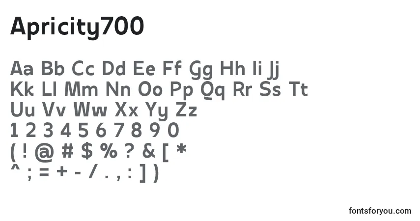 Шрифт Apricity700 – алфавит, цифры, специальные символы