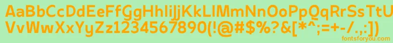 フォントApricity700 – オレンジの文字が緑の背景にあります。