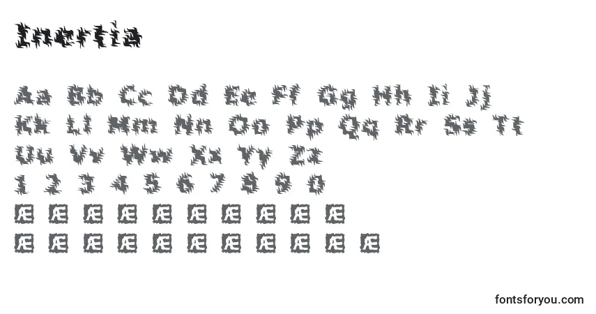 Schriftart Inertia – Alphabet, Zahlen, spezielle Symbole