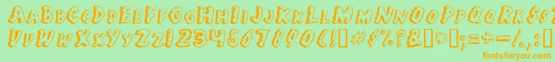 Jungle Fever-Schriftart – Orangefarbene Schriften auf grünem Hintergrund