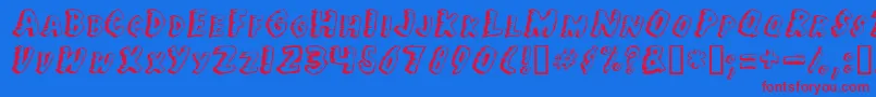 Jungle Fever-Schriftart – Rote Schriften auf blauem Hintergrund