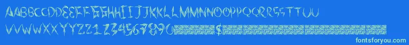 Autumntwo-Schriftart – Grüne Schriften auf blauem Hintergrund