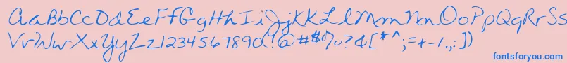 フォントWendyshand – ピンクの背景に青い文字
