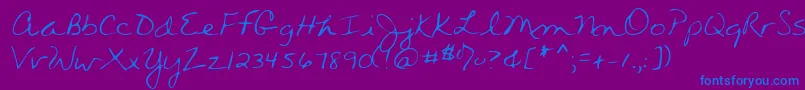 Wendyshand-Schriftart – Blaue Schriften auf violettem Hintergrund