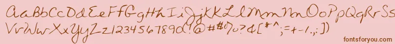 Wendyshand-Schriftart – Braune Schriften auf rosa Hintergrund