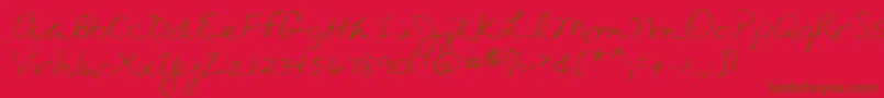 Wendyshand Font – Brown Fonts on Red Background