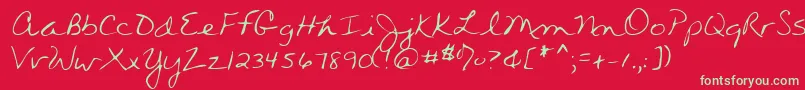 Wendyshand Font – Green Fonts on Red Background